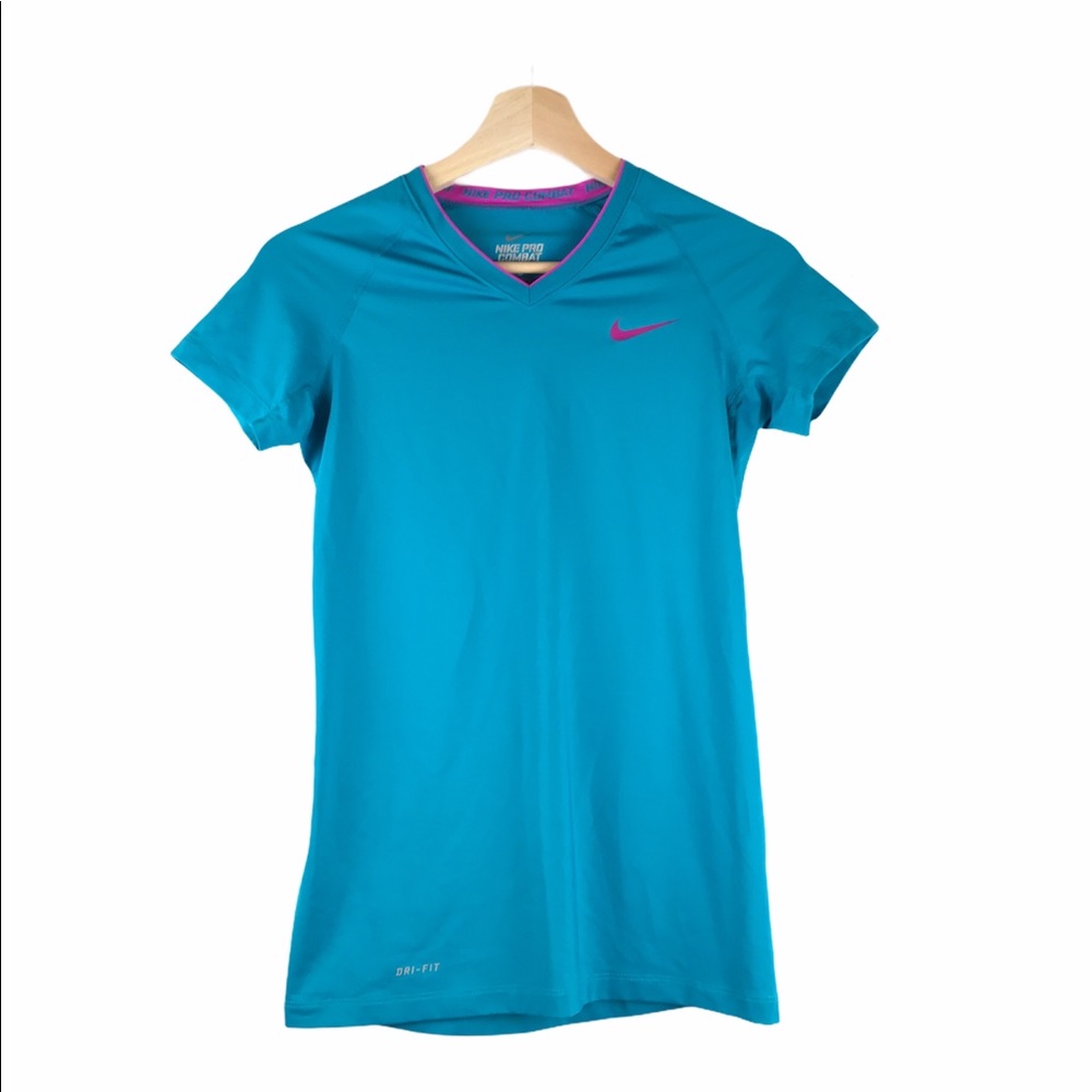 Nike Pro Combat Compression Shirt Teal Pink